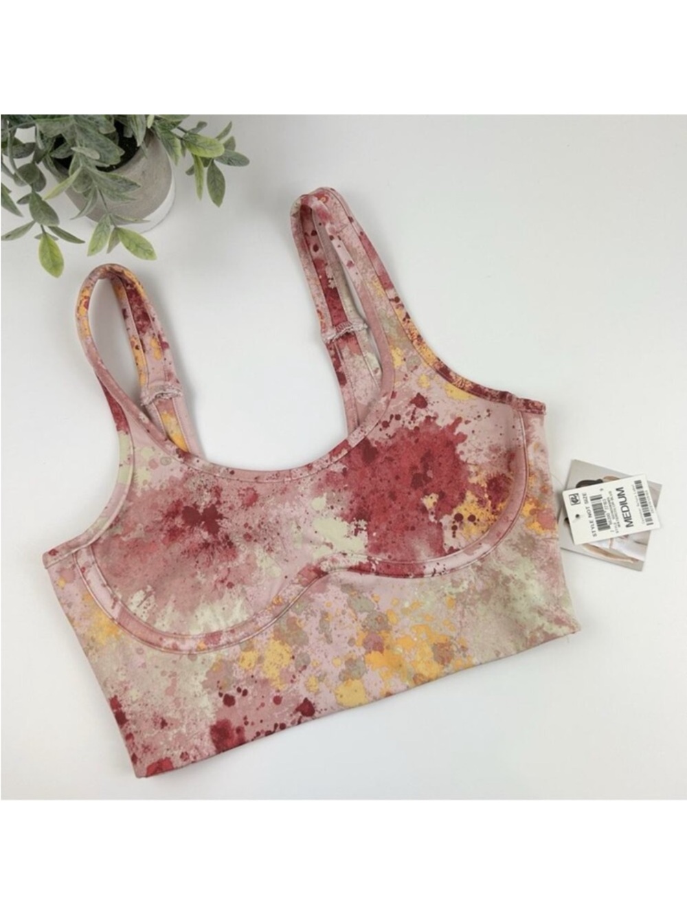 Jenni by Jennifer Moore Corset Sports Bra Size Medium Pink Tie Dye